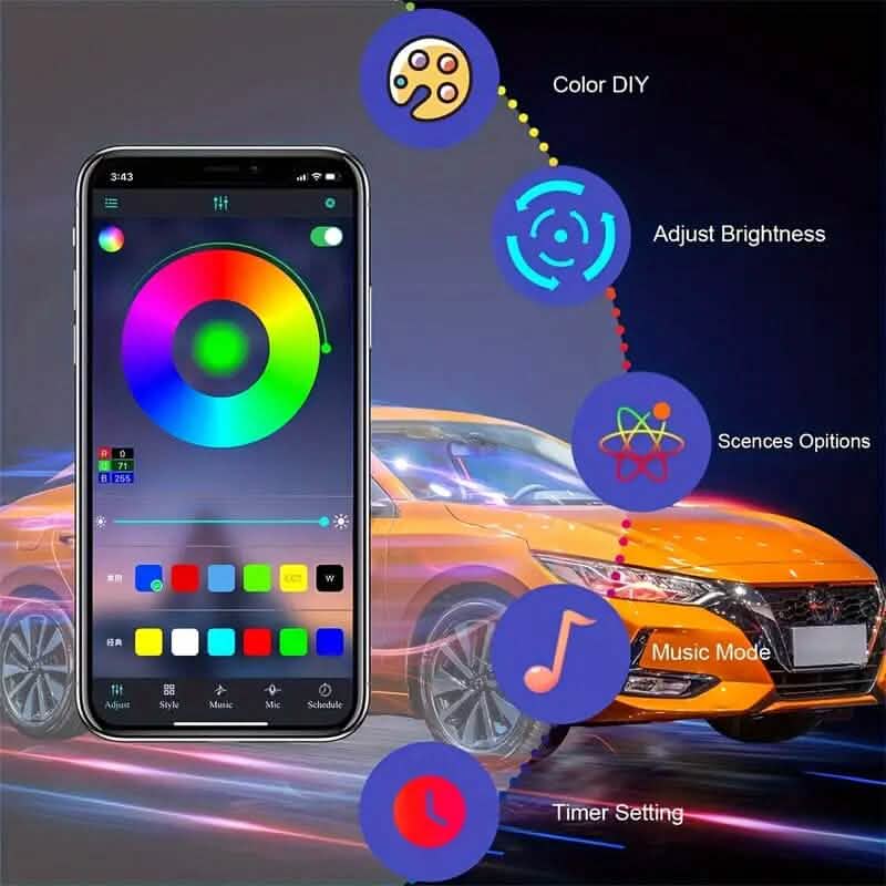 4.98 Meter Car Interior RGB LED Strip Lights