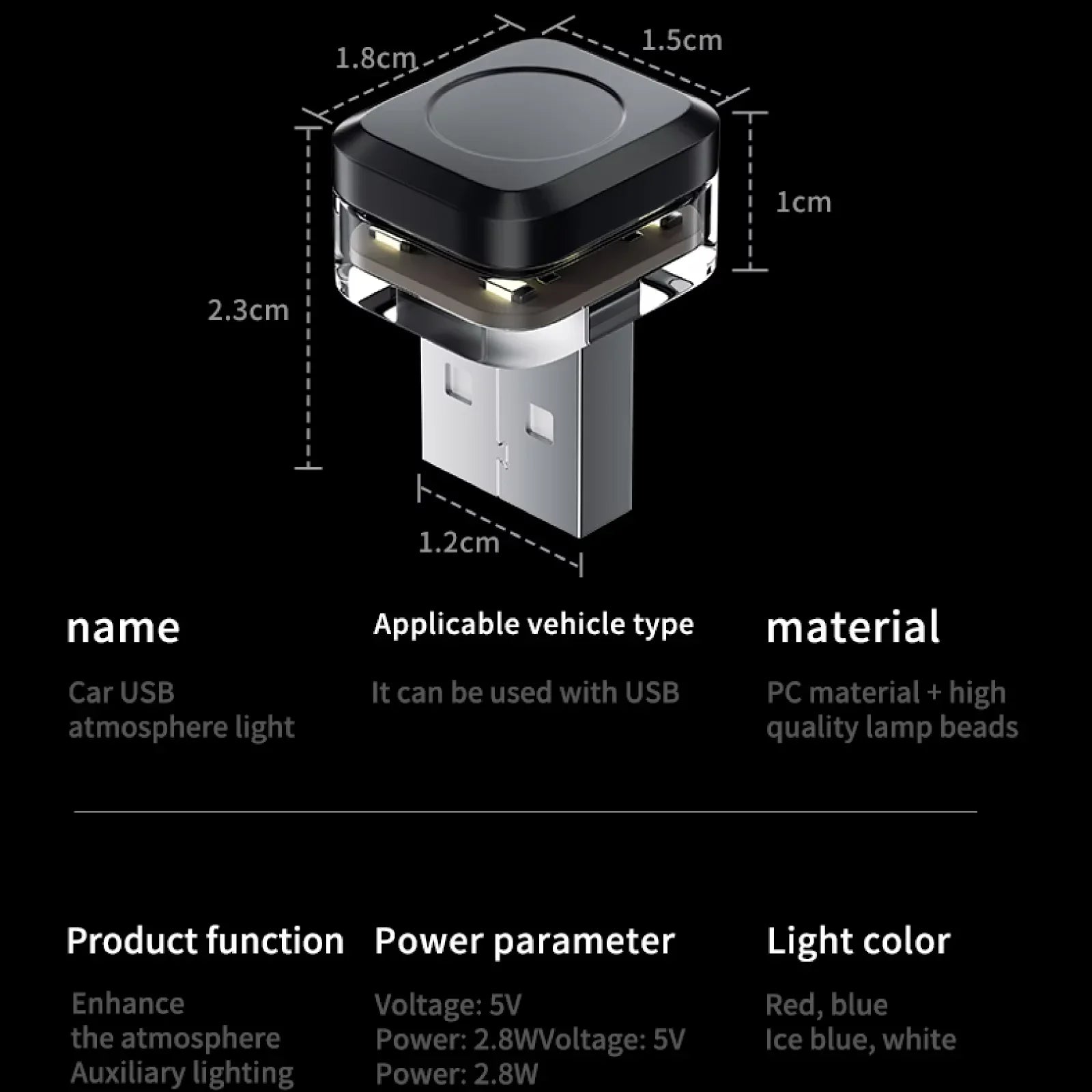 1x Car USB Led Light mood lamp Plug Play Universal LED interior Atmosphere Light Auto Reading Lamp Decorations Decorative Strip